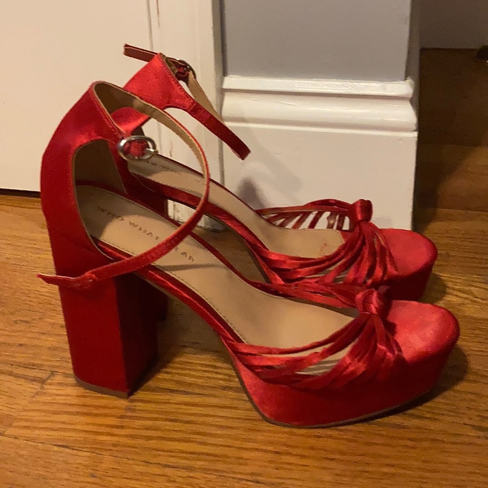 Who What Wear Red Satin Heels
